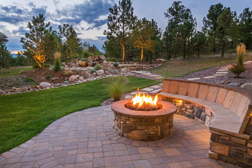 Calgary Landscape Design.  Hardscaping & Softscaping. Hardscape features like firepits, paver walkways and patios, custom concrete work in Calgary and area.